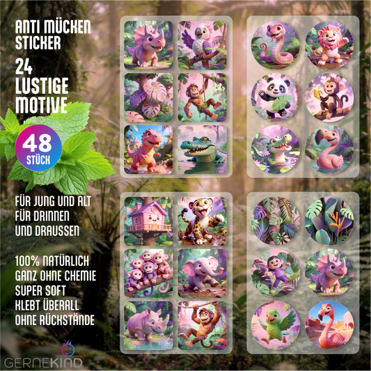 GERNEKIND Anti-Mücken-Sticker / JUNGLE-Edition / 48 Stück