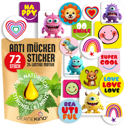 GERNEKIND Anti-Mücken-Sticker / LUCKY-Edition / 72 Stück