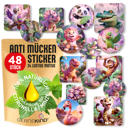 GERNEKIND Anti-Mücken-Sticker / JUNGLE-Edition / 48 Stück