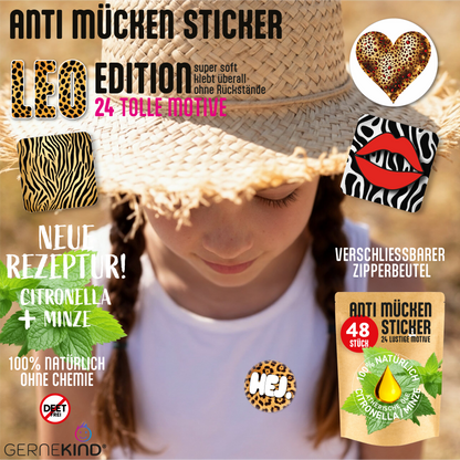 GERNEKIND Anti-Mücken-Sticker / LEO-Edition / 48 Stück