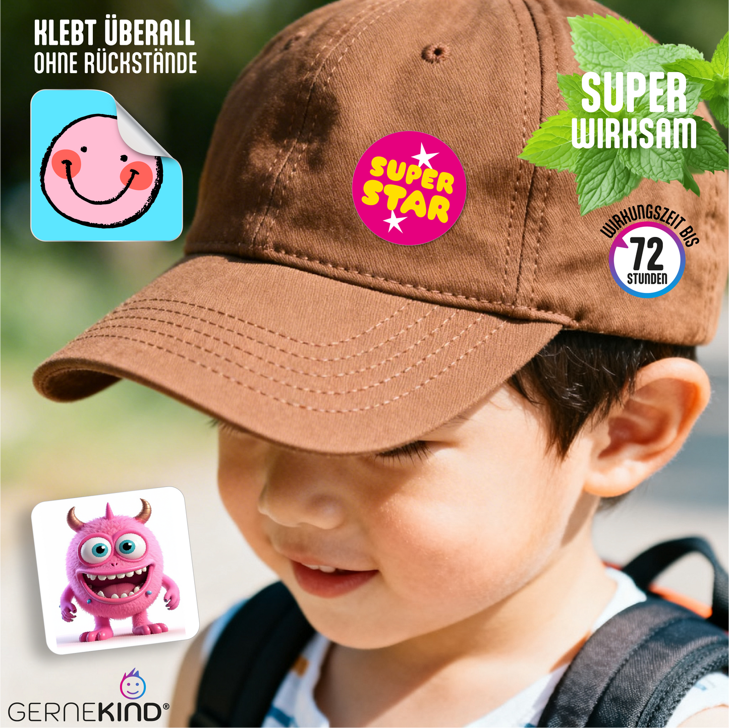 GERNEKIND Anti-Mücken-Sticker / LUCKY-Edition / 72 Stück