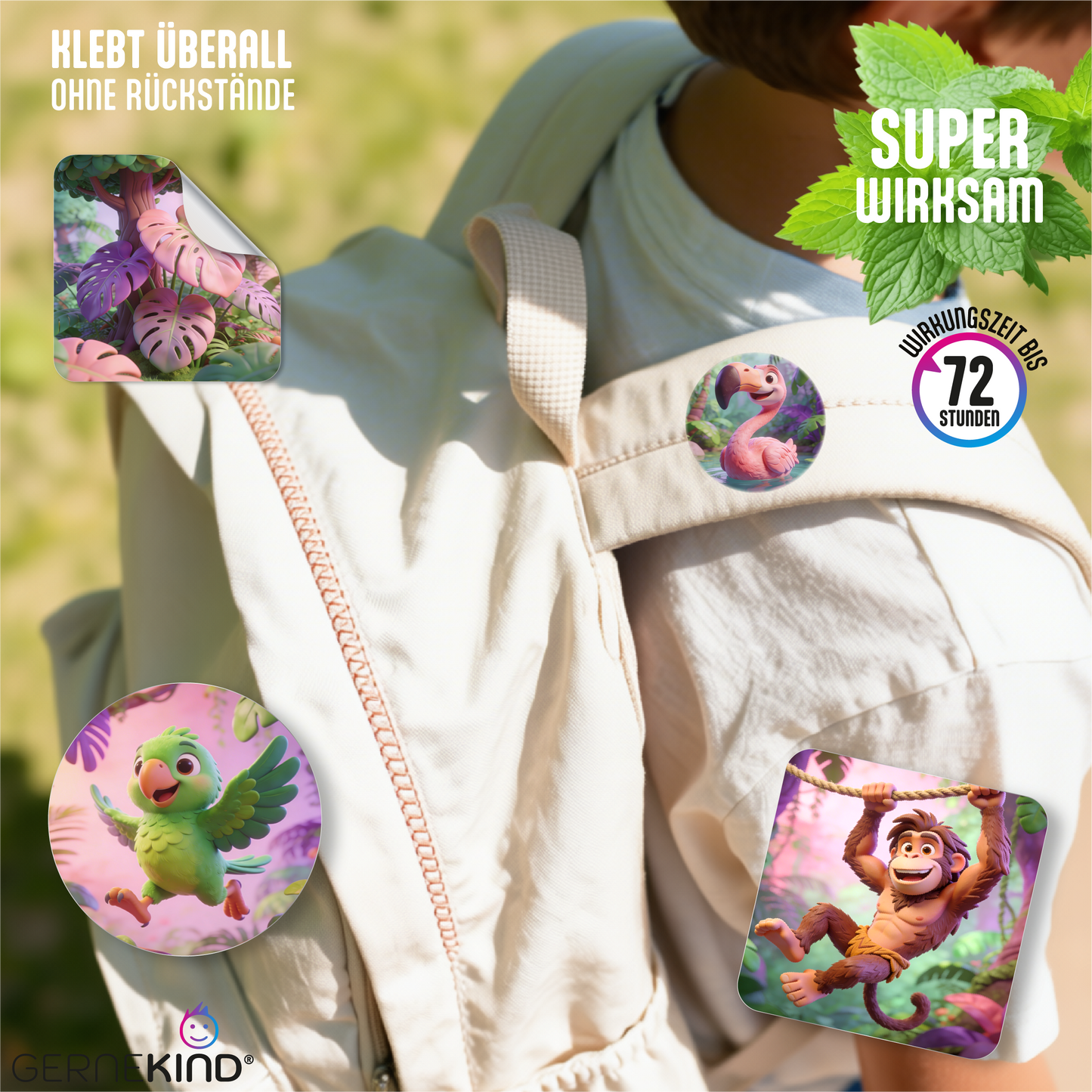 GERNEKIND Anti-Mücken-Sticker / JUNGLE-Edition / 48 Stück