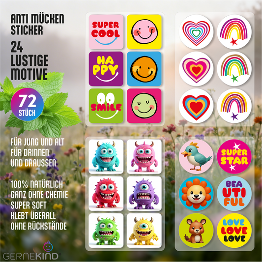GERNEKIND Anti-Mücken-Sticker / LUCKY-Edition / 72 Stück