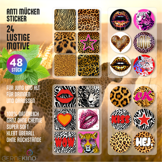 GERNEKIND Anti-Mücken-Sticker / LEO-Edition / 48 Stück