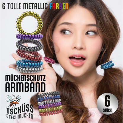 GERNEKIND Anti-Mücken-Armband / 6-Stück / Metallic bunt gemischt