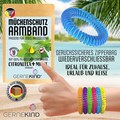 GERNEKIND Anti-Mücken-Armband / 6-Stück / Bunt gemischt