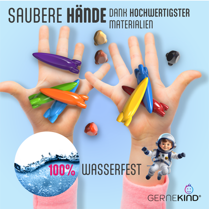 GERNEKIND Wachmalstifte im ROCKET Design / 12 Farben / ungiftig