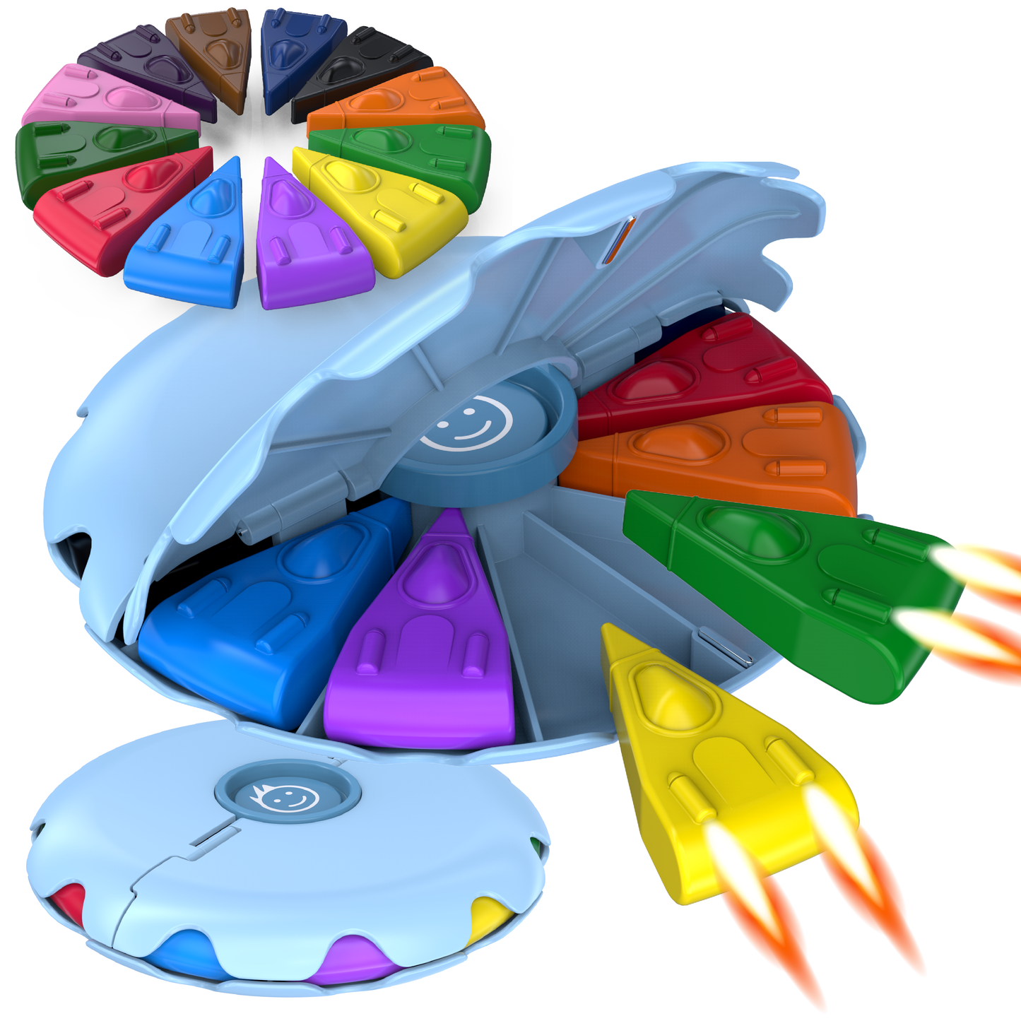 GERNEKIND Wachsmalstifte im SPACESHIP Design / praktische Klappbox / 12 Farben / Blau