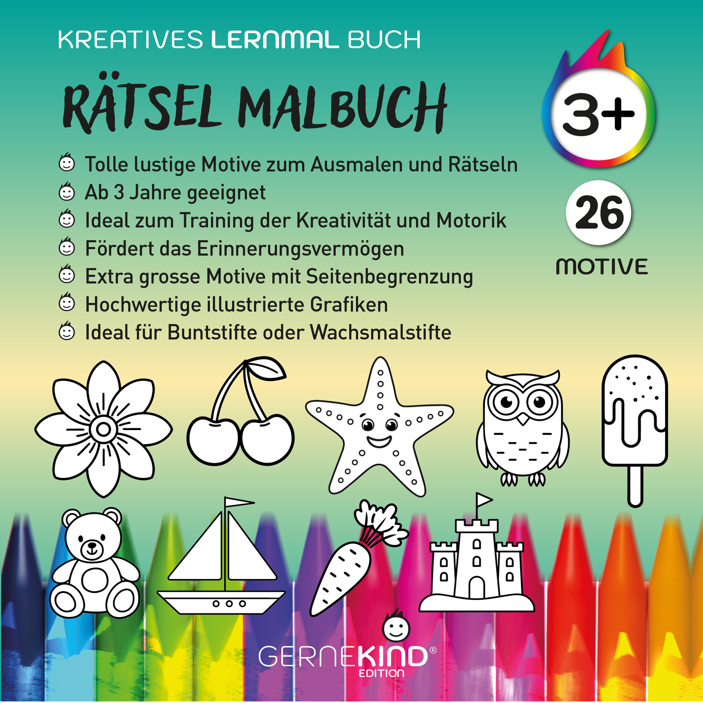 GERNEKIND / Rätsel Malbuch - Lustiger Ausmal- und Rätselspaß in einem Buch / ab 3 Jahre