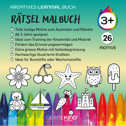 GERNEKIND / Rätsel Malbuch - Lustiger Ausmal- und Rätselspaß in einem Buch / ab 3 Jahre