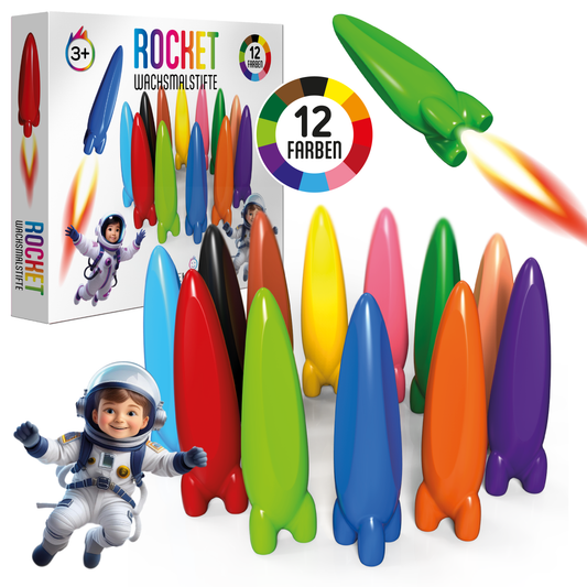 GERNEKIND Wachmalstifte im ROCKET Design / 12 Farben / ungiftig