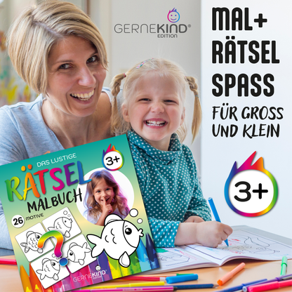 GERNEKIND / Rätsel Malbuch - Lustiger Ausmal- und Rätselspaß in einem Buch / ab 3 Jahre