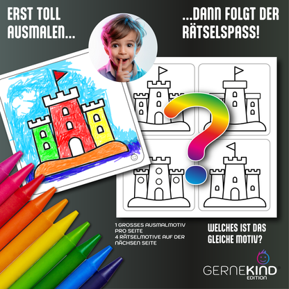 GERNEKIND / Rätsel Malbuch - Lustiger Ausmal- und Rätselspaß in einem Buch / ab 3 Jahre