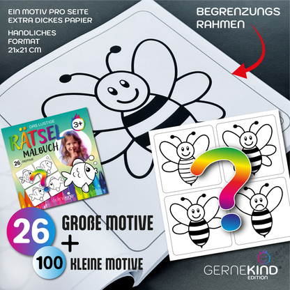 GERNEKIND / Rätsel Malbuch - Lustiger Ausmal- und Rätselspaß in einem Buch / ab 3 Jahre