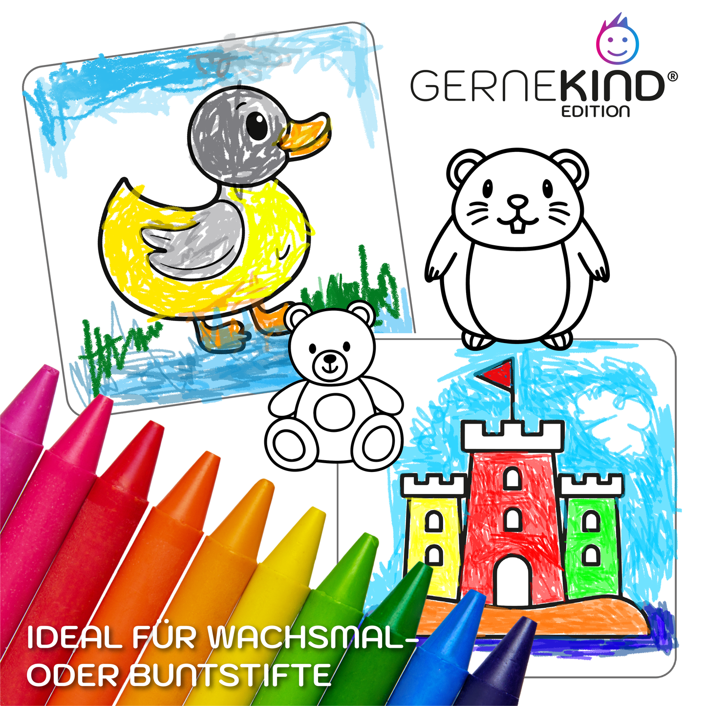 GERNEKIND / Natur & Tiere - Ein kreatives Lernmalbuch mit 50 tollen Natur & Tiermotiven / 1-5 Jahre
