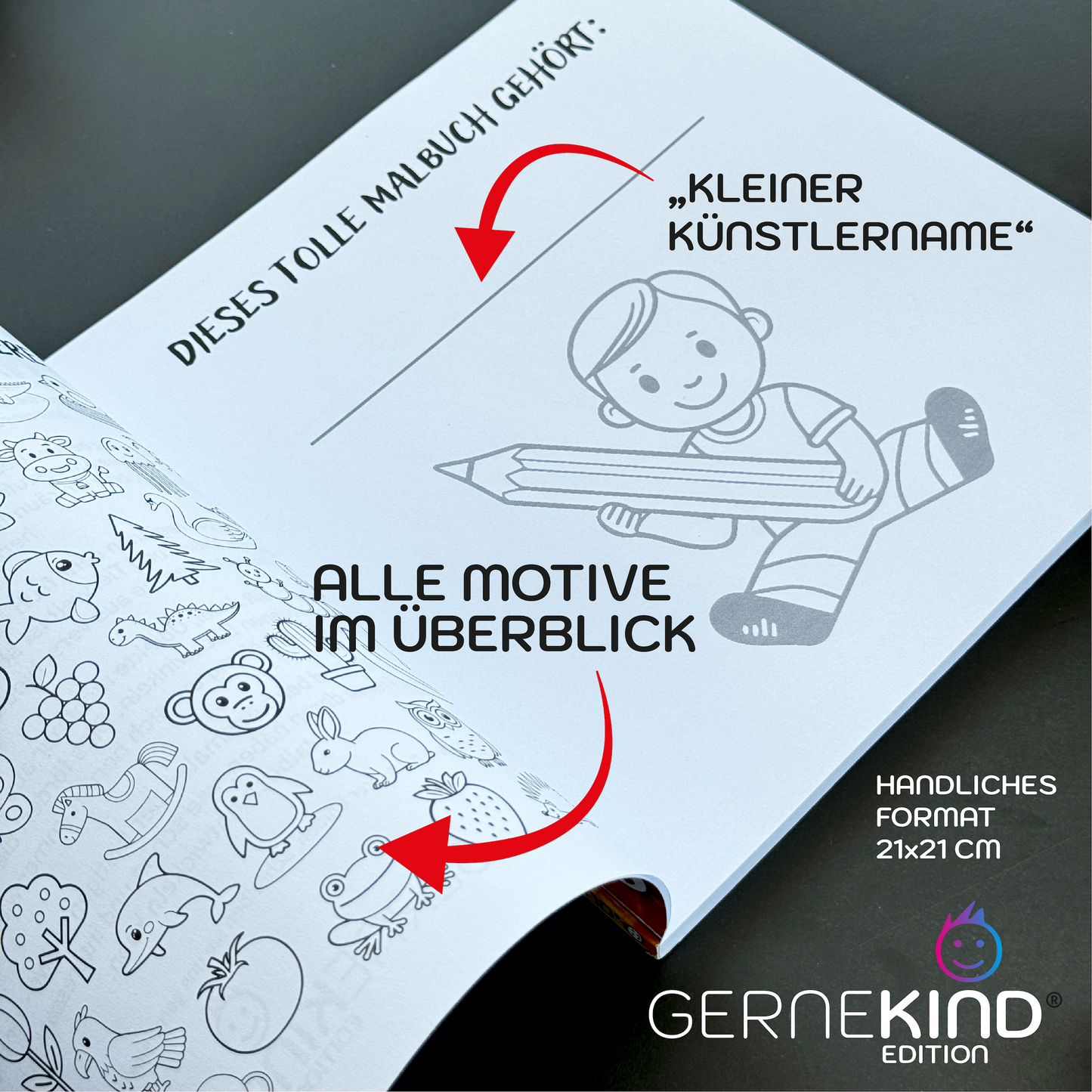GERNEKIND / Natur & Tiere - Ein kreatives Lernmalbuch mit 50 tollen Natur & Tiermotiven / 1-5 Jahre