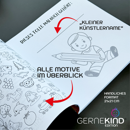 GERNEKIND / Natur & Tiere - Ein kreatives Lernmalbuch mit 50 tollen Natur & Tiermotiven / 1-5 Jahre