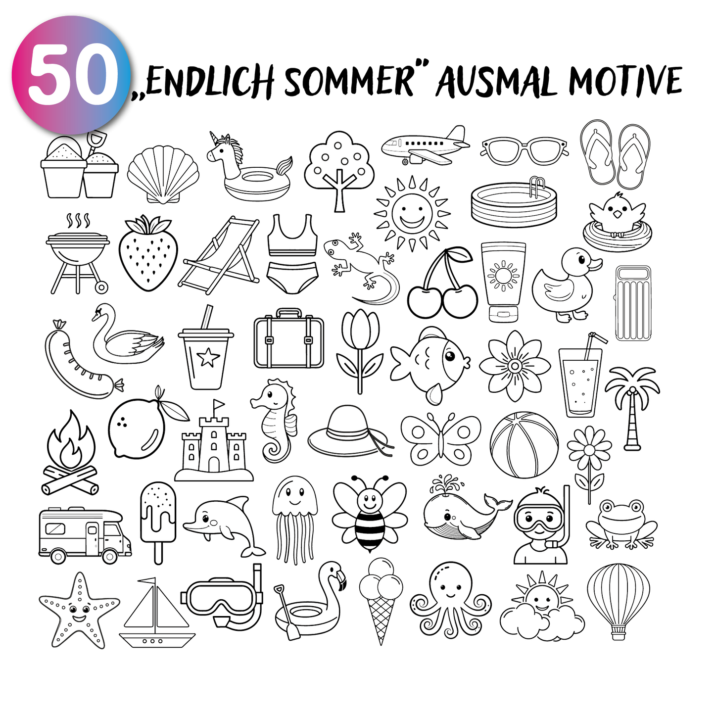 GERNEKIND / Endlich Sommer - Ein kreatives Lernmalbuch mit 50 tollen Sommer-Motiven / 1-5 Jahre