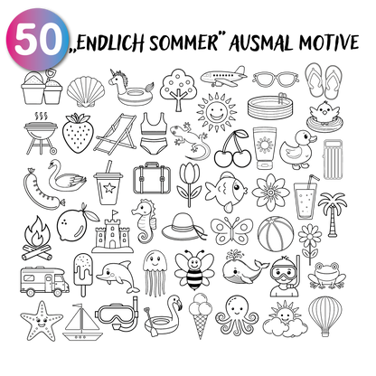GERNEKIND / Endlich Sommer - Ein kreatives Lernmalbuch mit 50 tollen Sommer-Motiven / 1-5 Jahre