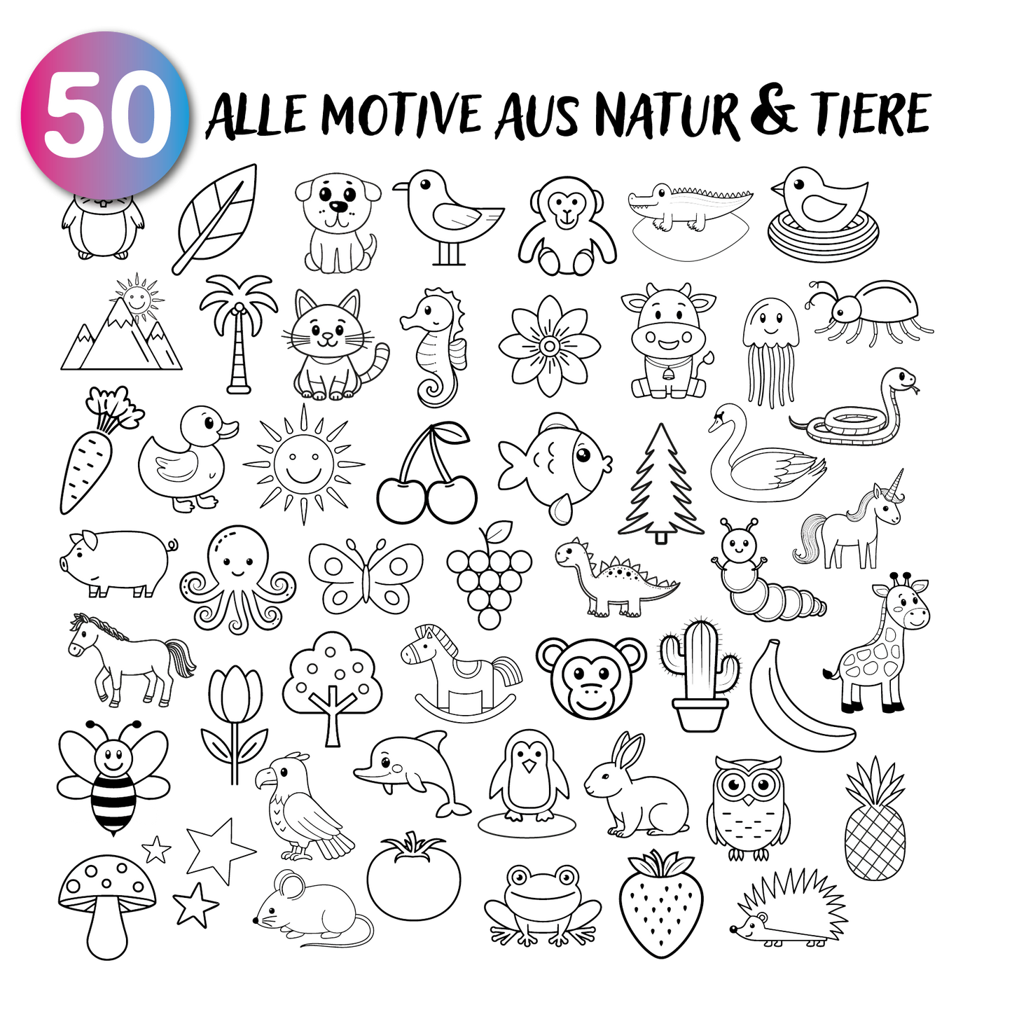 GERNEKIND / Natur & Tiere - Ein kreatives Lernmalbuch mit 50 tollen Natur & Tiermotiven / 1-5 Jahre