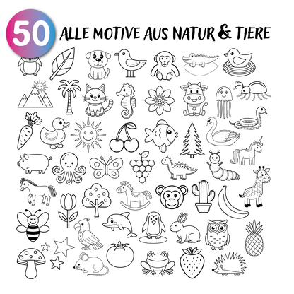 GERNEKIND / Natur & Tiere - Ein kreatives Lernmalbuch mit 50 tollen Natur & Tiermotiven / 1-5 Jahre