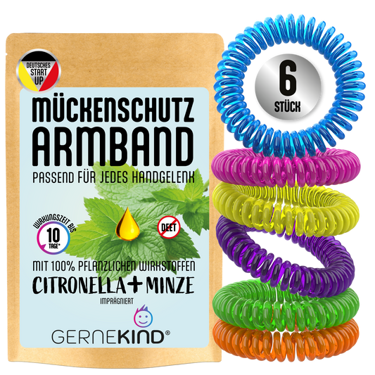 GERNEKIND Anti-Mücken-Armband / 6-Stück / Bunt gemischt