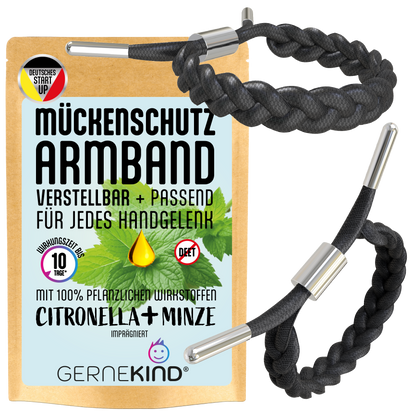 GERNEKIND Anti-Mücken-Armband / Microfaser / Schwarz