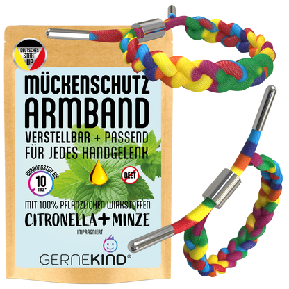GERNEKIND Anti-Mücken-Armband / Microfaser / Regenbogen