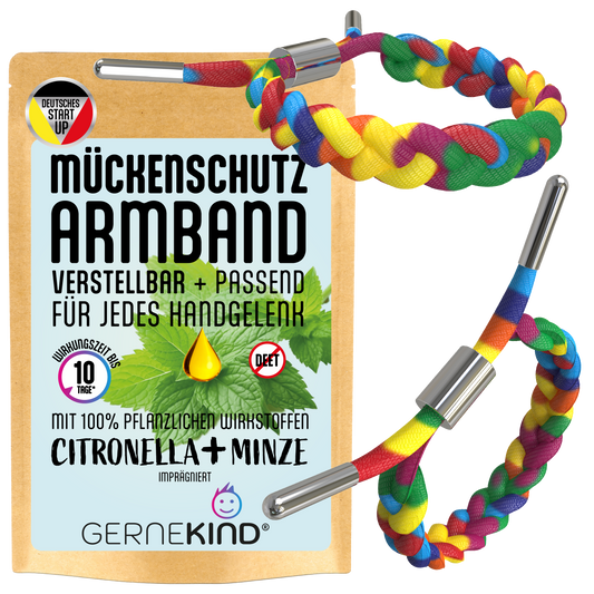 GERNEKIND Anti-Mücken-Armband / Microfaser / Regenbogen