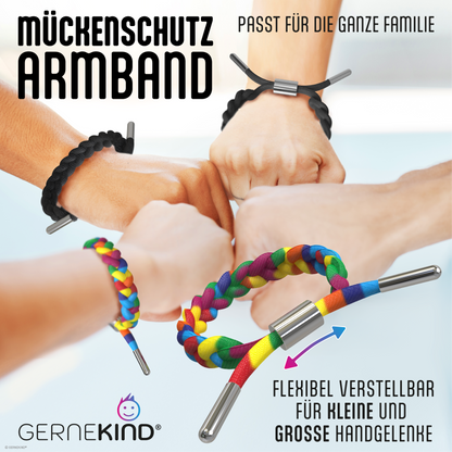 GERNEKIND Anti-Mücken-Armband / Microfaser / Regenbogen