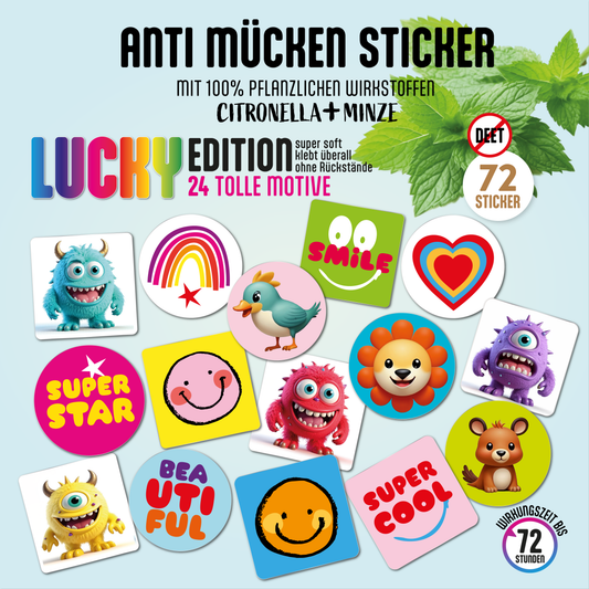 GERNEKIND Anti-Mücken-Sticker / LUCKY-Edition / 72 Stück